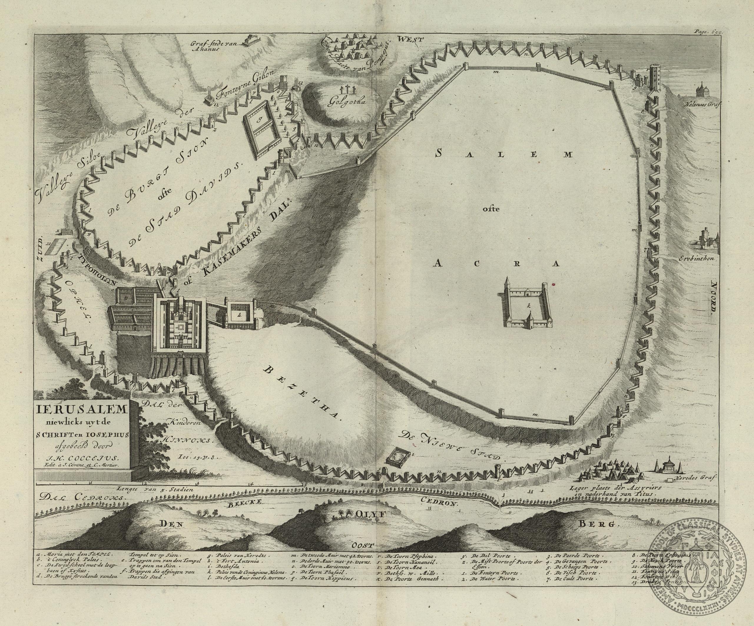 Ierusalem niewlicks uyt de Schriften Iosephus afgebeeld door I. H. Cocceius.